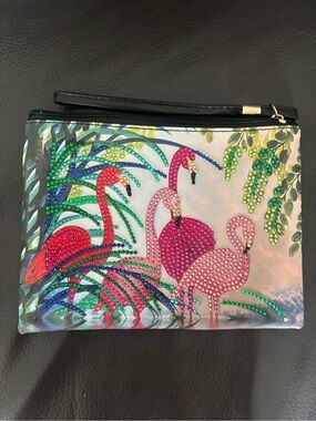 Hand Crafted Pink Flamingo Wristlet Wallet (sealed)